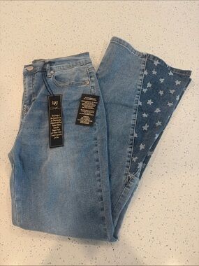 DG2 New Classic Stretch Denim Star Panel Flare Jean